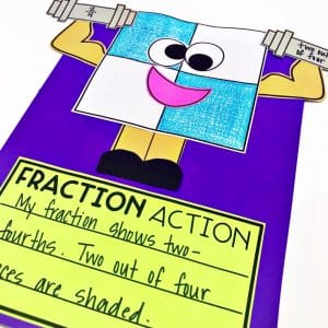 fun fraction games, activities, and fraction craftivity for 1st grade, and 2nd grade