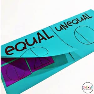 fun fraction games, activities, and flip book activity for equal and unequal fractions for kindergarten, 1st grade, and 2nd grade