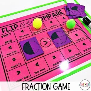 fun fraction games, activities, and interactive comparing fractions game for 1st grade, and 2nd grade