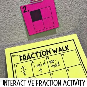 fun fraction games, activities, and interactive fraction Write the Room activity for 1st grade, and 2nd grade