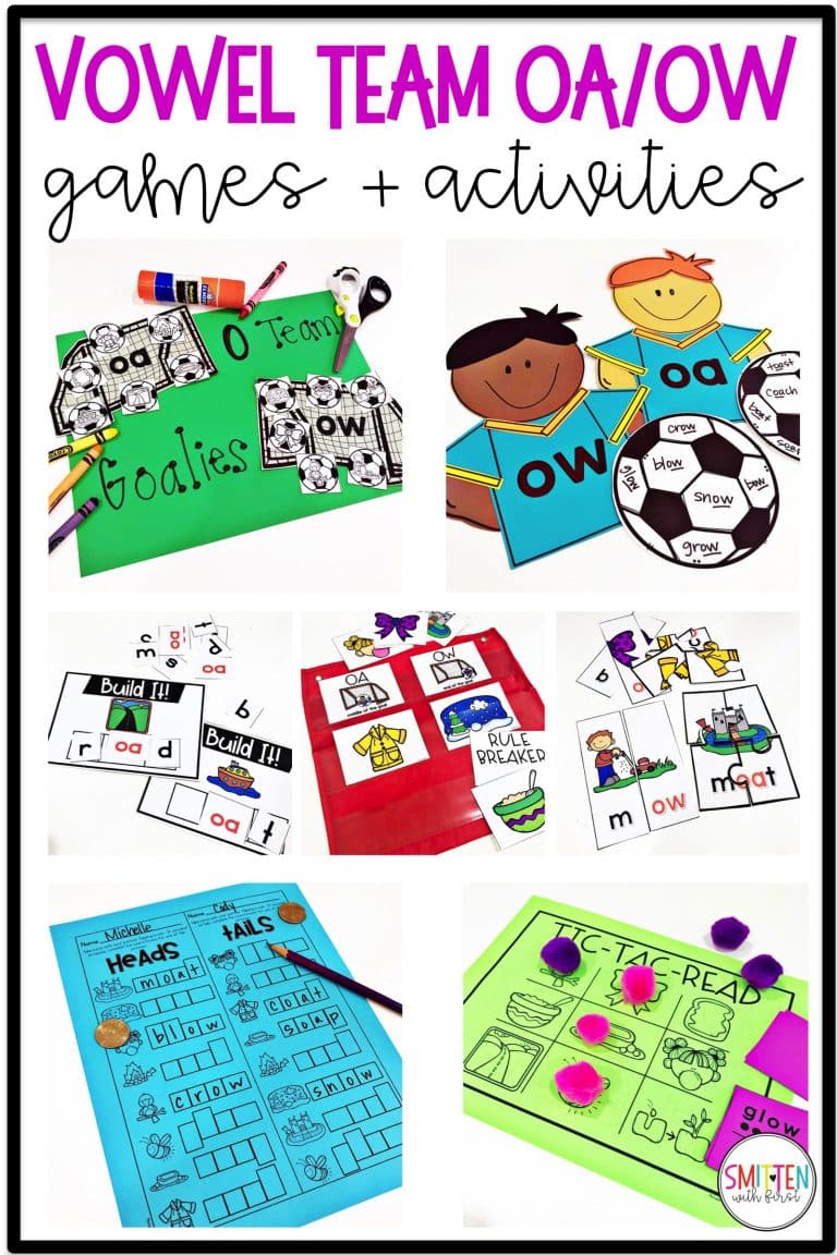 Long O Vowel Teams oa ow phonics activities and games