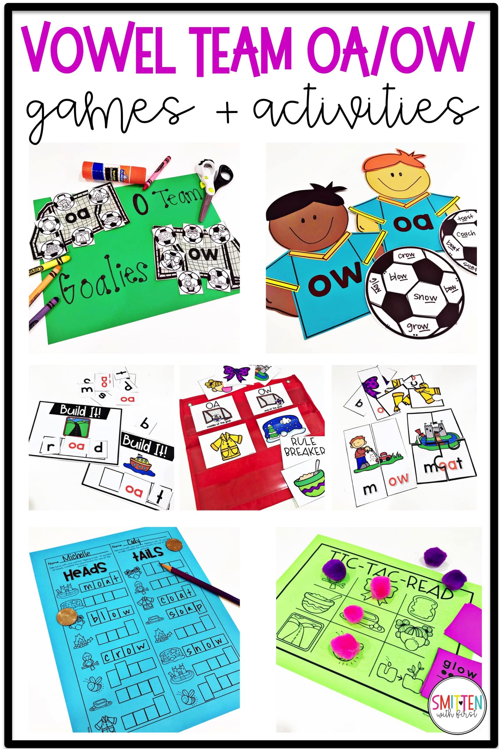 Long O Vowel Teams oa ow phonics activities and games