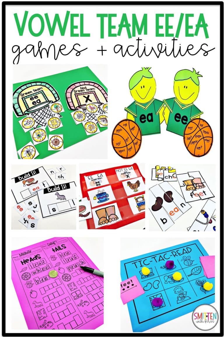 Long E Vowel Teams ee ea phonics activities and games