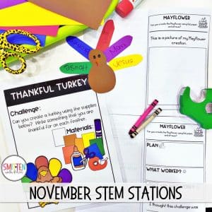 November Thanksgiving STEM activities for kindergarten or first grade