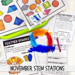 November Thanksgiving STEM activities for kindergarten or first grade