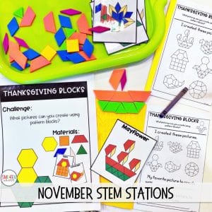 November Thanksgiving STEM activities for kindergarten or first grade