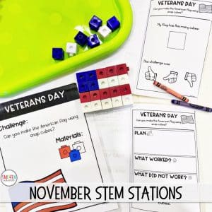 November Thanksgiving STEM activities for kindergarten or first grade