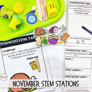 November Thanksgiving STEM activities for kindergarten or first grade