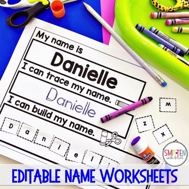 Editable Name Worksheets to practice reading, tracing, and writing names