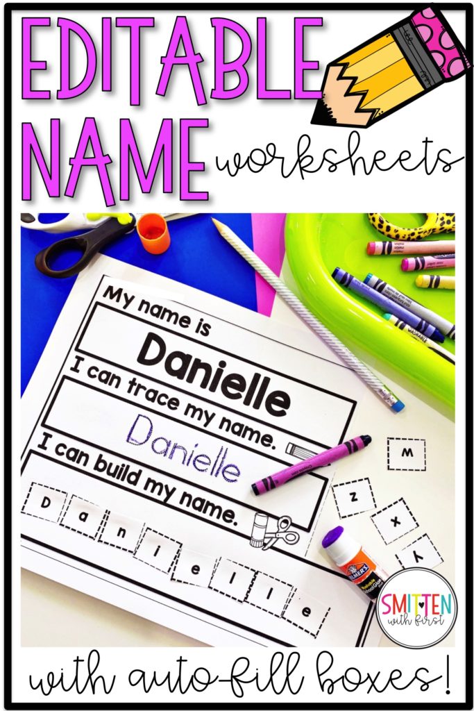 Editable Name Worksheets to practice reading, tracing, and writing names