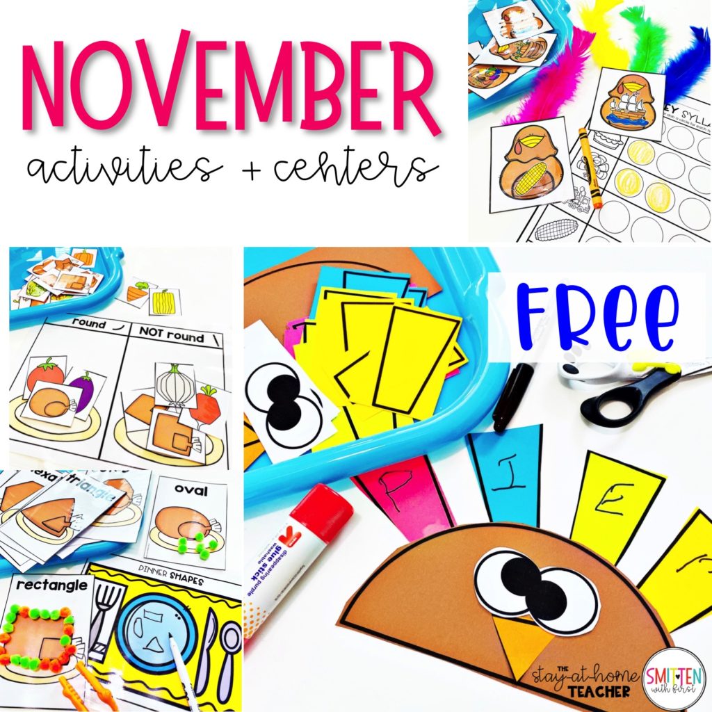 November activities for prek, preschool, and kindergarten