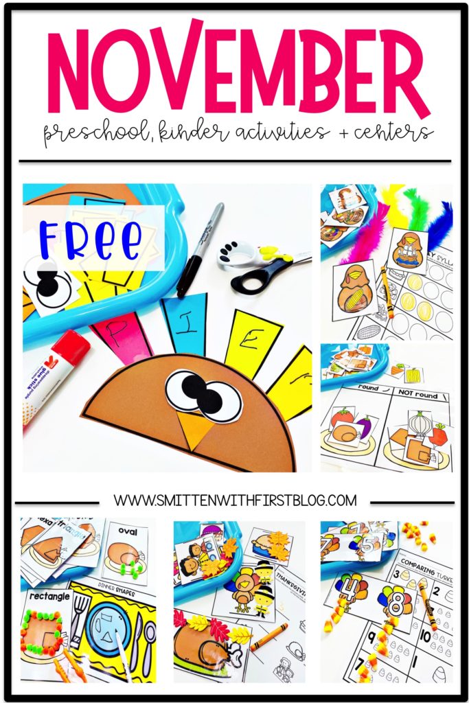 November activities for prek, preschool, and kindergarten