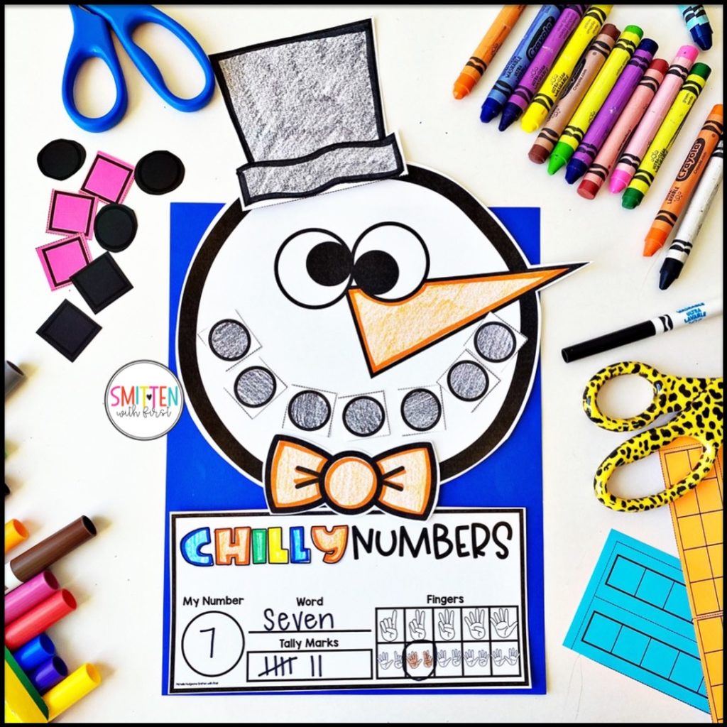 Place Value and Number Sense Winter Snowmen January craft