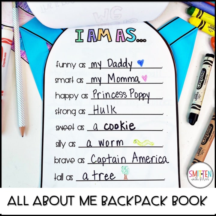 All About Me Activities for Back to School Preschool Kindergarten 1st 2nd grade