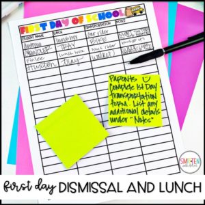 first day of school dismissal meet the teacher form