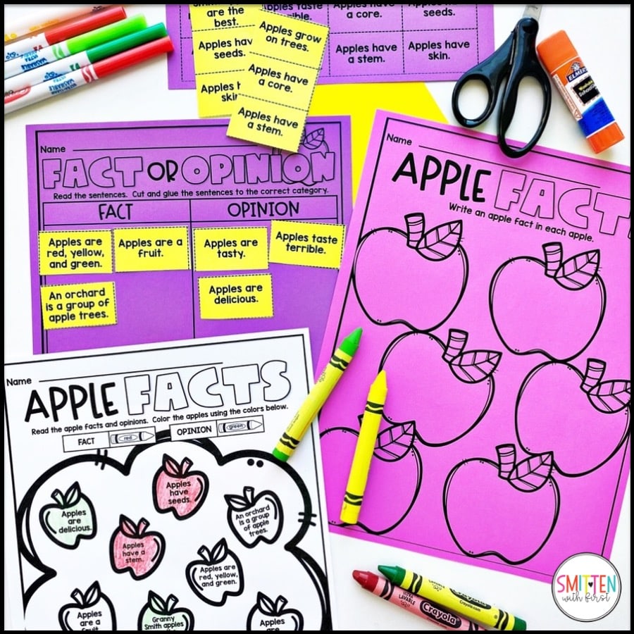 Apple Fact and Opinion Activities