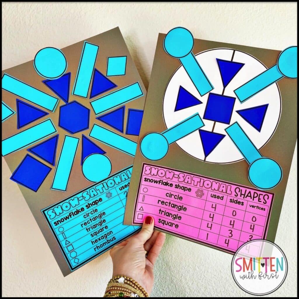winter snowflakes 2d shapes activities