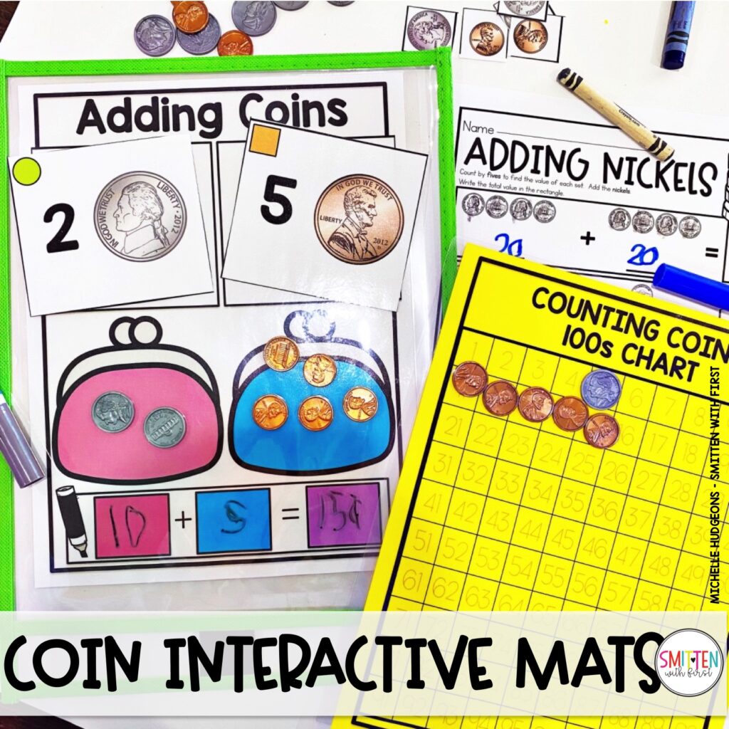 Identify and Count Coins Activities Centers Worksheets Kindergarten 1st Grade 2nd Grade Adding Coins