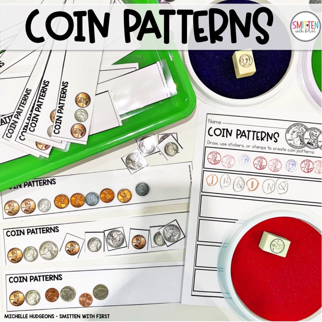 Identify and Count Coins Activities Centers Worksheets Kindergarten 1st Grade 2nd Grade Coin Patterns
