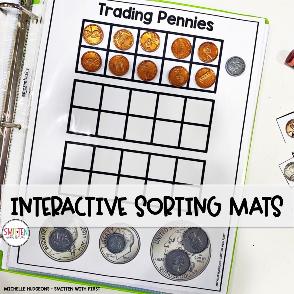 Identify and Count Coins Activities Centers Worksheets Kindergarten 1st Grade 2nd Grade Coin Sorting Mats