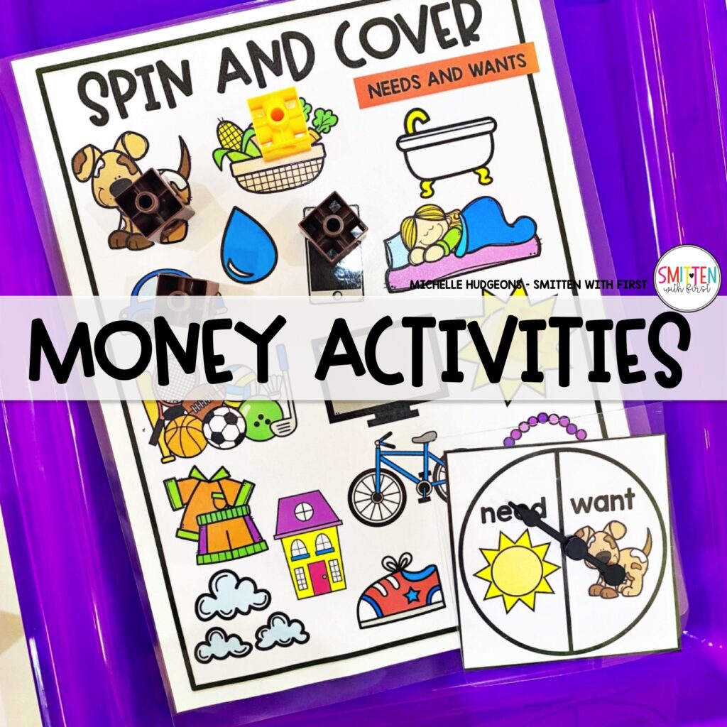 Identify and Count Coins Activities Centers Worksheets Kindergarten 1st Grade 2nd Grade Needs Wants