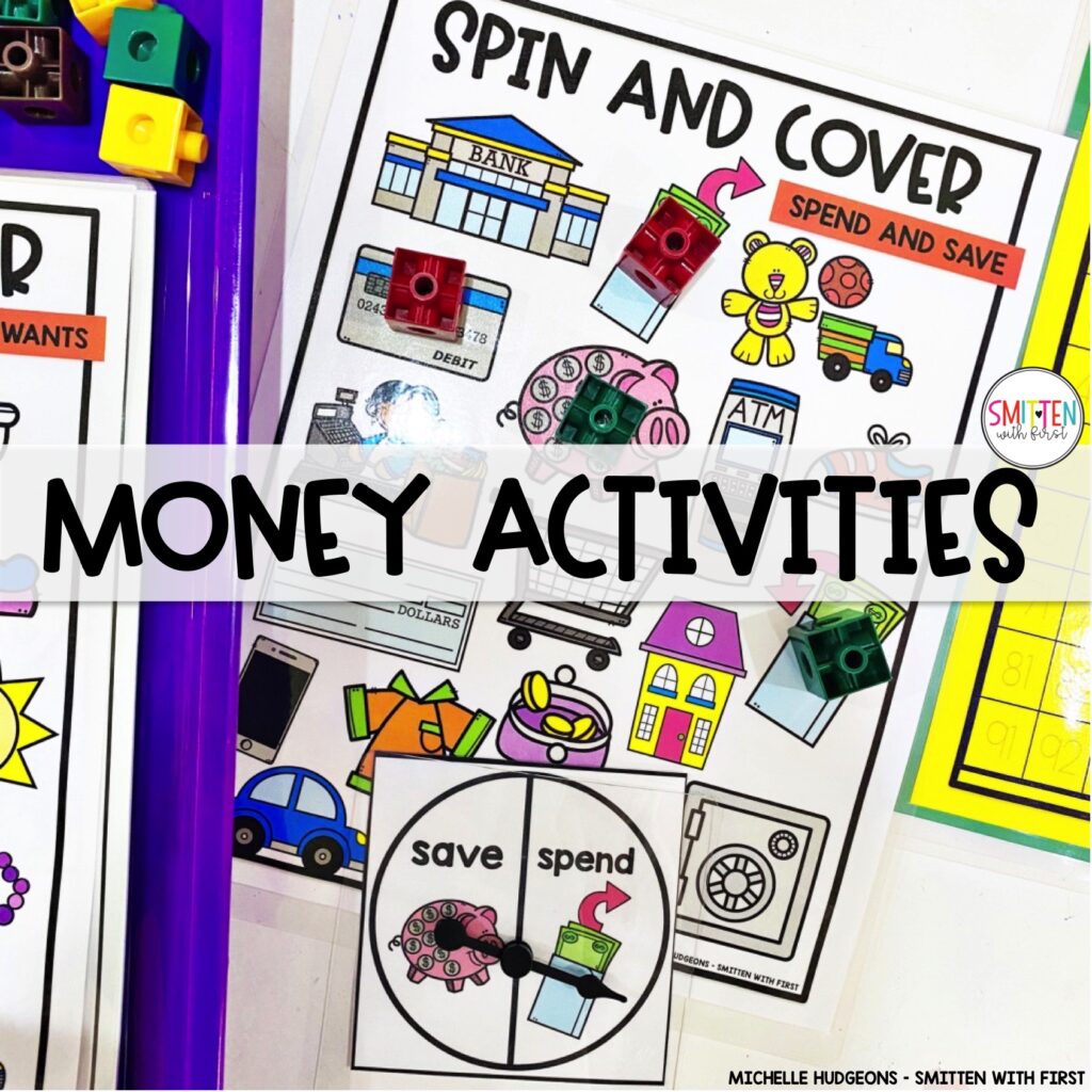 Identify and Count Coins Activities Centers Worksheets Kindergarten 1st Grade 2nd Grade Spend Save