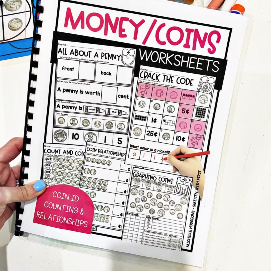 Identify and Count Coins Activities Centers Worksheets Kindergarten 1st Grade 2nd Grade Coin Worksheets
