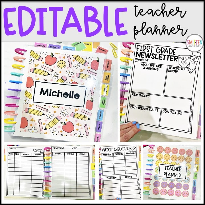 editable teacher planner