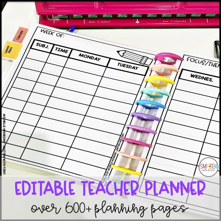 editable teacher planner for elementary teachers