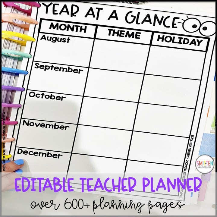 editable teacher planner for elementary teachers