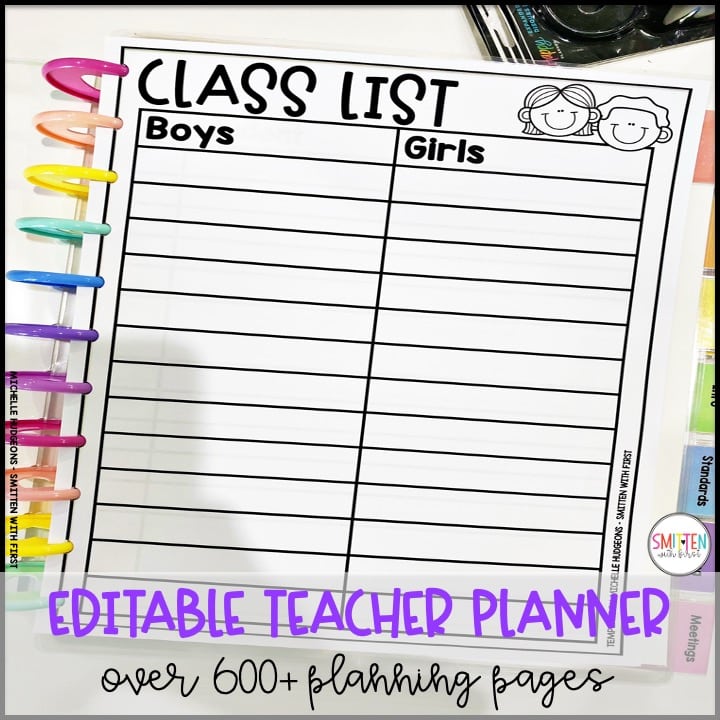 editable teacher planner for elementary teachers