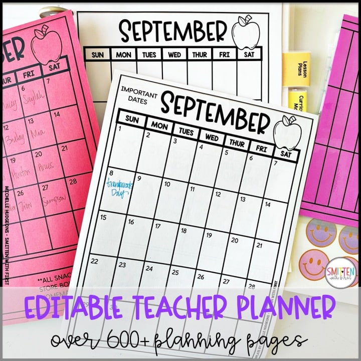 editable teacher planner for elementary teachers