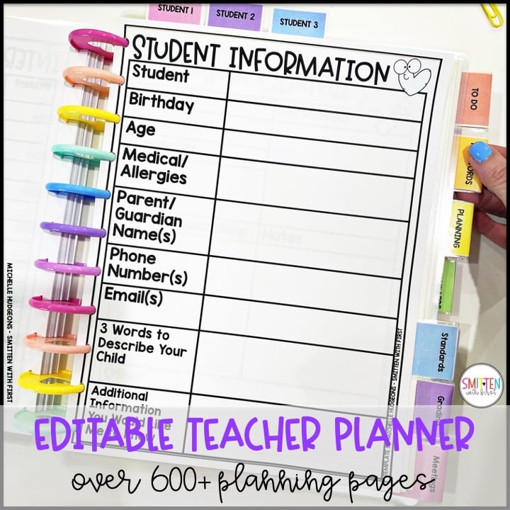 editable teacher planner for elementary teachers