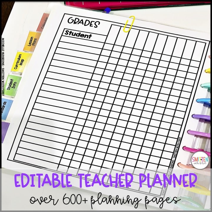 editable teacher planner for elementary teachers