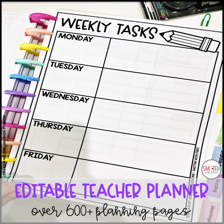 editable teacher planner for elementary teachers