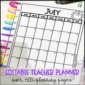editable teacher planner for elementary teachers