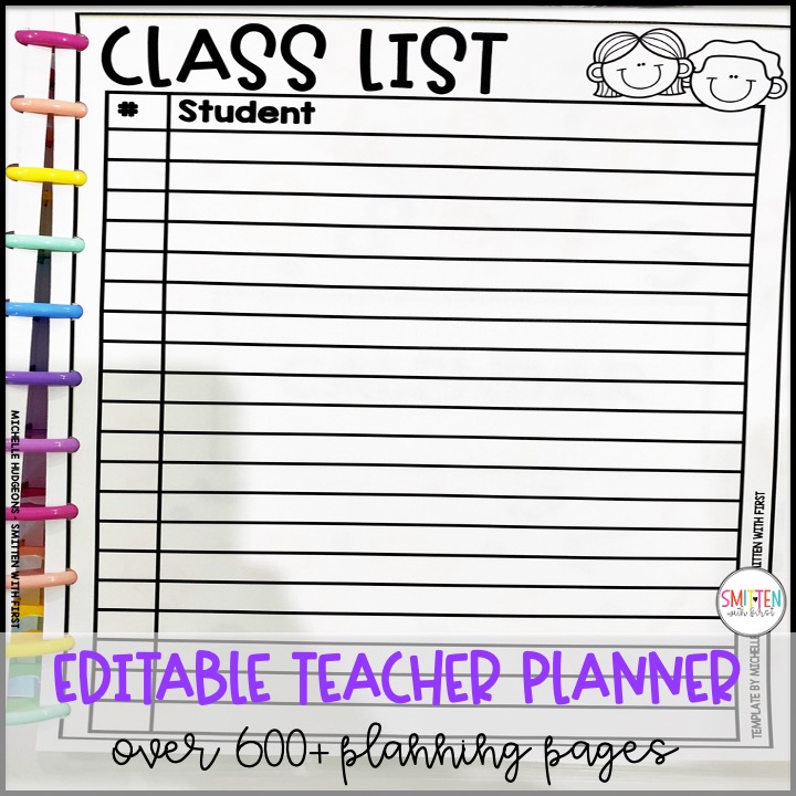 editable teacher planner for elementary teachers