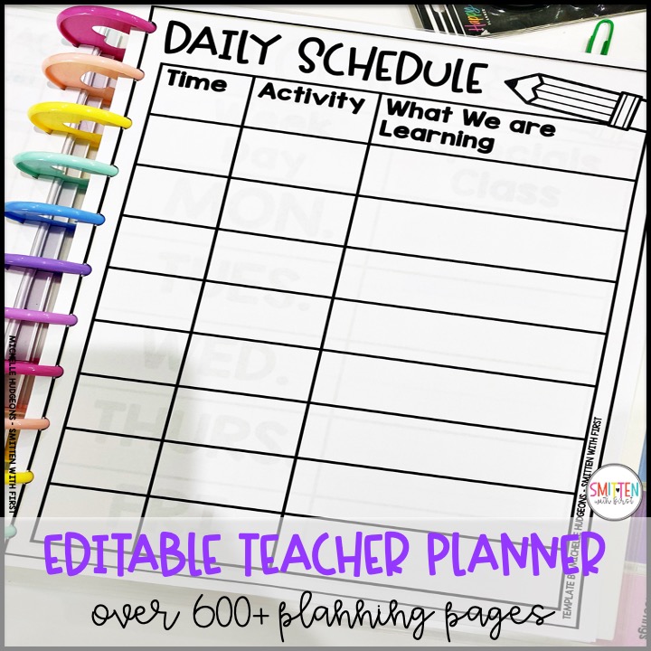 editable teacher planner for elementary teachers