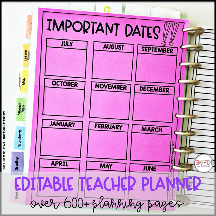 editable teacher planner for elementary teachers