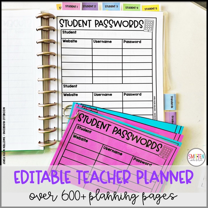 editable teacher planner for elementary teachers