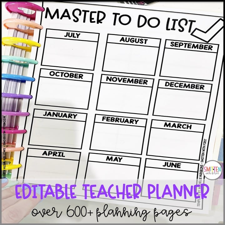 editable teacher planner for elementary teachers