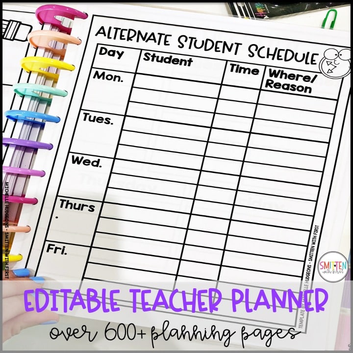 editable teacher planner for elementary teachers