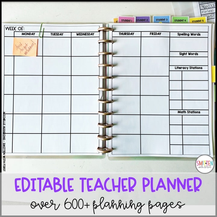 editable teacher planner for elementary teachers lesson plans