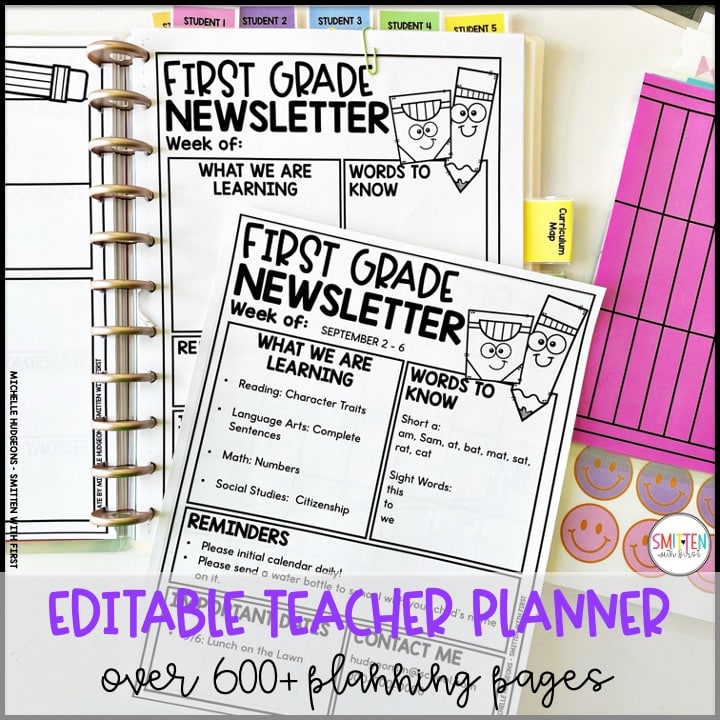 editable teacher planner for elementary teachers