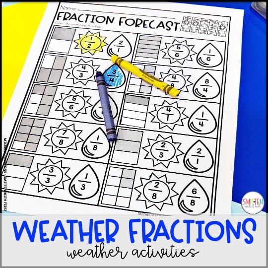 Weather Fractions activities kindergarten 1st grade 2nd grade