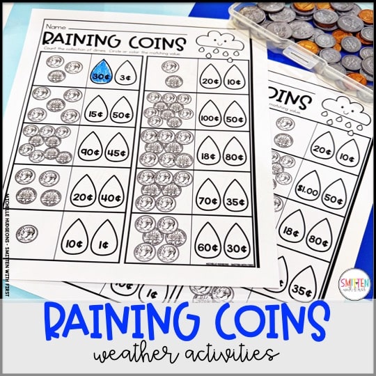 Weather Money Coins worksheets kindergarten 1st grade 2nd grade