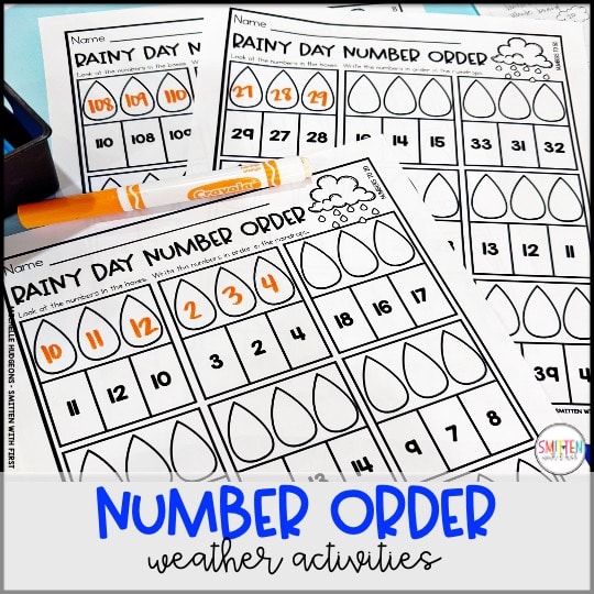 Weather Activities Number Order Worksheets kindergarten 1st grade 2nd grade