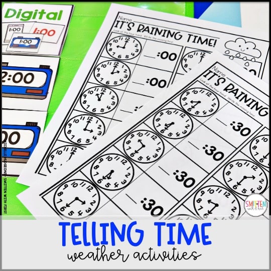 Weather Telling Time worksheets kindergarten 1st grade 2nd grade