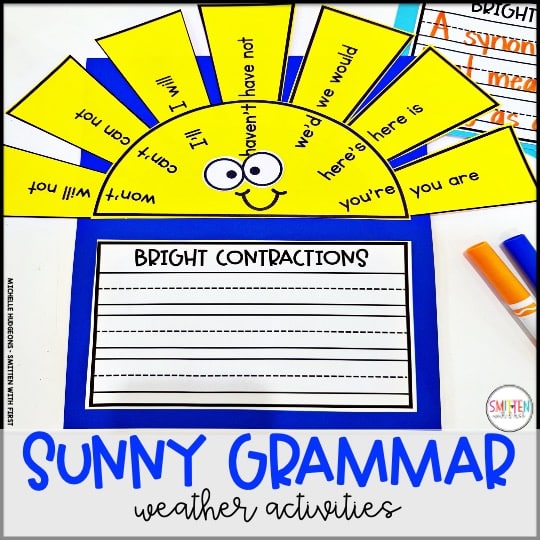 Weather contractions grammar activities kindergarten 1st grade 2nd grade
