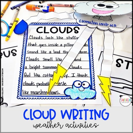 Weather cloud writing activities kindergarten 1st grade 2nd grade